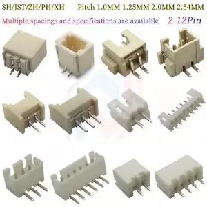 10Pcs SH/JST/ZH/PH/XH 피치 1.0MM 남성 핀 헤더 소켓 Dip/직각 SMD 2/3/4/5/6/6/7/8/9/10/12P