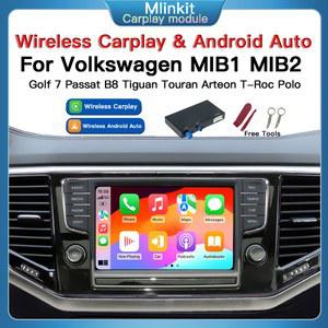 폭스바겐 호환 호환 VW 골프 7 티구안 라만도 마고탄 피데온 테라몬트 MIB1/MIB2 시스템용 무선 카플레이 안드로이드 오토 박스