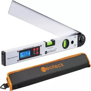 Neoteck 16인치 디지털 각도기 225 알루미늄 프로트랙터 LCD 백라이트 버블 레벨 데이터 홀드 및 고정