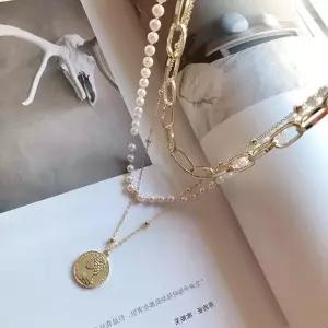 연장고리 목걸이 펜던트 진주 연예인 레이어드 써지컬 코인