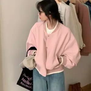 봄 가을 크롭 숏 블루종 오버핏 항공점퍼