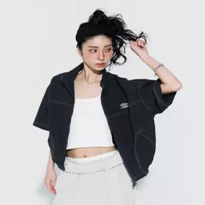엄브로 크리스피 타슬란 우먼스 반팔 풀집 자켓 블랙 UR222CJK57