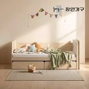 [장인가구](무료) 뉴피터 LED 패브릭헤드 E0 서랍형 침대 프레임 SS+가드