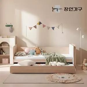[장인가구](무료) 뉴피터 LED 패브릭헤드 E0 슬라이드 2단침대 침대프레임 S+낮은포켓+낮은포켓