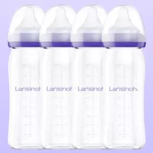 란시노 유리 젖병 실리콘 젖꼭지 분유 수유 240ml X4 BNS