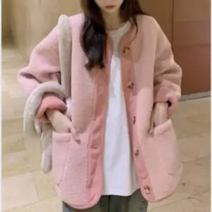 스터닝팩토리 레이디스 울소재보아 유니크 트리밍 양털 집업 데일리룩 라이트룩 레이디 페미닌룩