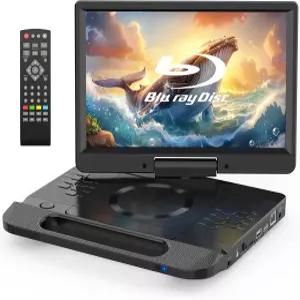 FANGOR 13.3인치 휴대용 블루레이 플레이어 12인치 풀 HD 회전 화면 리모컨 HDMI 출력 및 AV 입력 기능이
