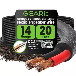 GIERit 14 게이지 스피커 와이어 케이블 CL3 정격 20피트 빨간색/검정색 코드가 있는 오디오 가정용 자동차