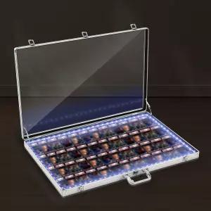 Memorywuu 34 x22 LED 휴대용 알루미늄 전시 테이블 잠금식 아크릴 쇼케이스 (스포츠 카드 보석 수집품용)