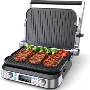 스부이넥 6-in-1 그릴 및 실내 14피트 스테이크 버거 무연 팬케이크 논스틱 탈착식 450°F 듀얼 조절