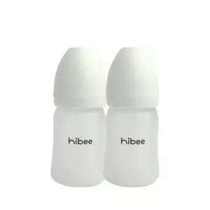 [보리보리/하이비]하이비 실리콘 코팅 유리 젖병 노꼭지 160ml, 2개, 화이트