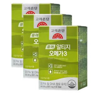 고려은단 퓨어 알티지 오메가3 업그레이드 식물성 캡슐 식약처 인증 흡수율높은 rTG 혈행개선 801mg 60캡슐