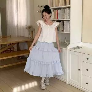 [다잇템] 여자 프릴 클래식 레마이 귀여운 롱스커트_24365915_588872