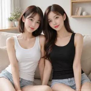 [롯데백화점]비비안 [대박할인] (2컬러세트) 잔골지 스판 여성 런닝 RU7223