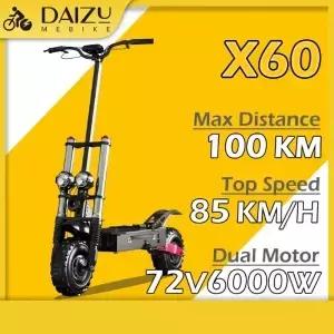전기 스쿠터 최대 100 KM/H 6000W 모터 13 인치 타이어 전동 강력한 듀얼 전원 끄기 Max Electric Scooter