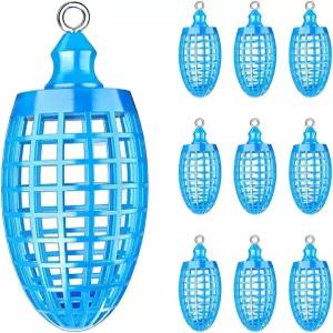 10개입 낚시 미끼 케이지 잠금식 회전 기능이 있는 바다낚시 피더 새우 펠릿용 대용량 그라운드베이트 홀더