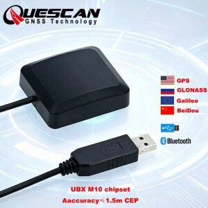 QUESCAN Windows 안드로이드 블루투스 GPS 수신기 NMEA USB M10 GPS 갈릴레오 BeiDou 안테나 자동차 해양 농업용 GNSS 수신기
