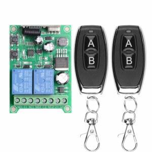 무선 리모컨 스위치 DC 12V 24V 36V 48V 신형 2채널 다기능 리모컨 스위치 433MHZ 송수신기 포함 전동문 자동차 조명 등에 사용 가능(순간 모드)