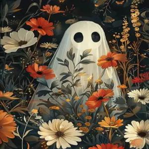 할로윈 고스트 플라워 다이아몬드 페인팅 키트 성인 초보자를 위한 5D 아트 DIY 풀 라운드 드릴 도트 보석