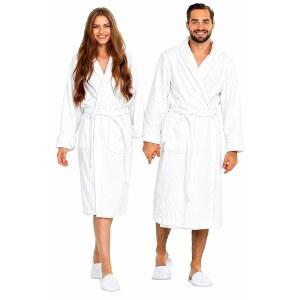 BIOLINEN 100% 코튼 테리 쇼울 칼라 배스로브와 슬리퍼 세트