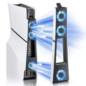 BRHE PS5 Slim Cooling Fan Quiet System for Digital/Disc Edition with 3 Fans/USB 30 Ports Cooler