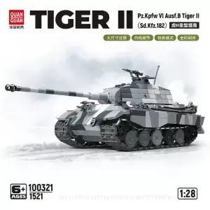 눈 덮인 타이거 중전차 Sd.Kfz.182 제2차 세계 대전 블록 블랙 궤도 장갑차 소년 장난감 모델 100321