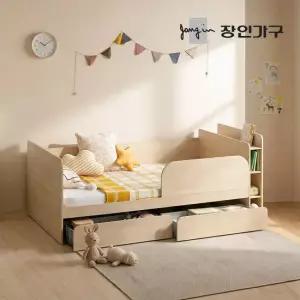 장인가구 뉴피터 LED 수납헤드 E0 서랍형 침대 프레임 SS