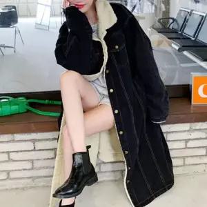 여성 롱 데님자켓 안감퍼 재킷 겨울 양털 자켓 롱재킷 데님재킷 겨울재킷
