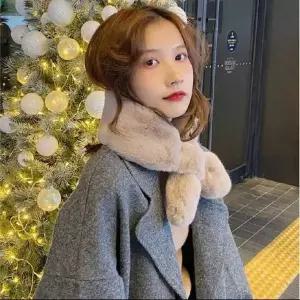 [제이큐]여성 페이크퍼 숏목도리 보들보들한 인조털 머플러 겨울 데일리 방