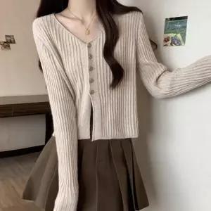 세미크롭 캐주얼 미니멀 골지 데일리 여성 민트가디건 가디건 울가디건