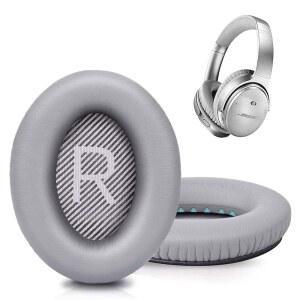 GEVO가 제조한 BOSE QC35 및 QC35II 헤드폰용 프리미엄 교체용 이어패드 - 편안한 적응형 메모리 폼과 뛰어난 내구성 - QUIETCOMFORT 35 및 35II / SOUNDLINK 1&2 AE(오버이어) (실버)에 적합합니다