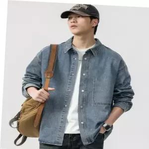 남성 봄 가을 루즈핏 캐주얼 데님셔츠 청자켓 청남방