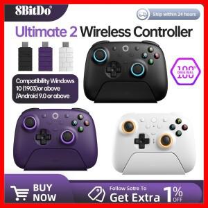 TMR 조이스틱, 전환 가능한 트리거, 모션 제어, 8단 속도를 갖춘 PC 및 Android용 8BitDo Ultimate 2 무선