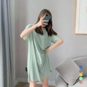 [오르토]루즈실루엣 니트립 미니멀사이즈원피스룩 하프슬리브 박시핏