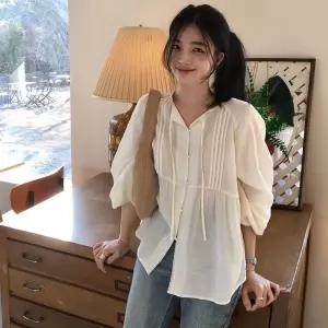여울 WOMAN 썸머 루즈핏 래글런 핀턱 블라우스 IVORY GF2LBL514
