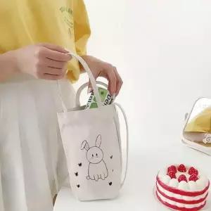 캔버스 에코 드링크백 텀블러 음료 휴대용 데일리 보틀 파우치 텀블러 가방 캔버스 미니에코백 물병