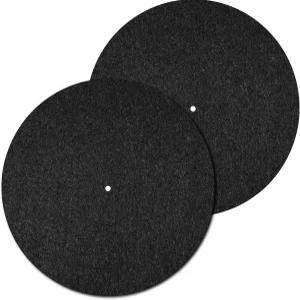 2Pcs 레코드 플레이어 매트 턴테이블 플래터 12인치 3mm 슬립 울 보호 미끄럼 방지 및 정전기 펠트 패드 홈