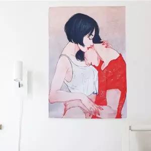 집꾸미기 테피스트리 그림 연인 인테리어액자 가림천
