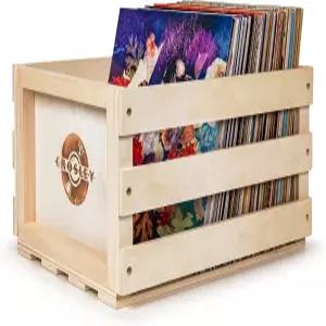 Crosley AC1004A-NA 레코드 보관함 최대 75장의 앨범 보유 내추럴