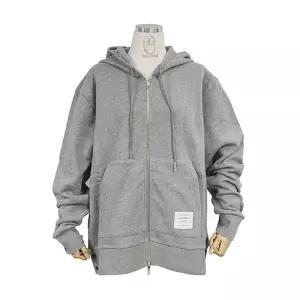 톰브라운 코튼 루프백 스트라이프 센터백 후드집업 라이트 그레이 MJT153A 03377 055