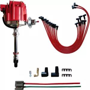 쉐보레 305-454 C10 GMC SBC BBC 350-400 4.3L 5.7L 6.6L 7.4L와 호환되는 65K 코일을 포함한 레드 캡 및
