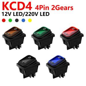 KCD4 스위치 헤비 듀티 16A 250VAC 30x22mm 방수 로커 푸시 T85 IP65 4핀 DPDT ON OFF 12V 220V LED