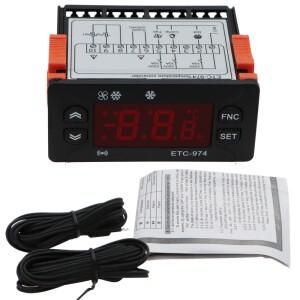 220V ETC-974 미니 온도 조절기 장치 냉장고 열전대 NTC 듀얼 센서