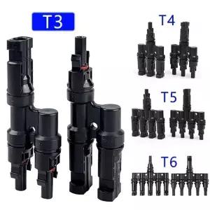 PV Connector T Type Parallel Connection Solar Panel System Waterproof Branch Two Pieces Cell Connect