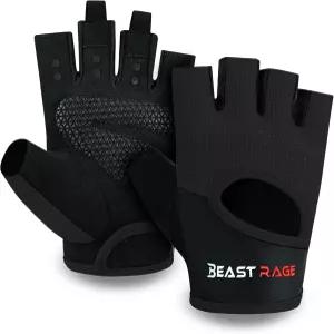남녀 모두를 위한 BEAST RAGE 워크아웃 장갑 - 손바닥 보호 기능이 있는 핑거리스 짐 웨이트 트레이닝