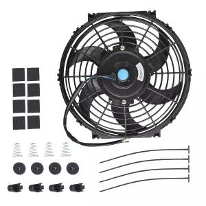 7인치 슬림 팬 푸시 풀 전기 라디에이터 냉각 장착 키트 포함 범용 고성능 12V 80W 모터 블랙