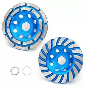 SWIGRANCE 2Pcs 다이아몬드 콘크리트 연삭 컵 휠 115mm 4-1/2인치 세트 이중 행 터보 세그먼트 앵글