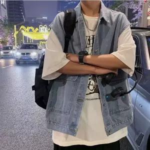 남성2컬러 루즈핏 데일리청데님 조끼베스트 INSUM226 [BJJ76346]