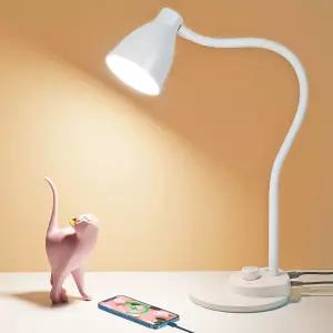 USB 충전 포트가 있는 BOHON LED 탁상용 램프 3가지 색상 모드 조광식 독서등 자동 조광 작업 기숙사 침대