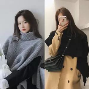 여성 니트 케이프 따뜻한 머플러 빅사이즈 언발 숄 [BEX22976]